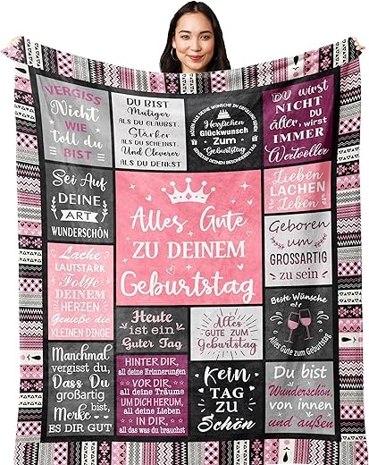 Yesbird Birthday Gift for Women, Birthday Gift for Mum, Girls, Wife, Girlfriend, Sister, Girlfriend, Colleague, Funny Gift, Birthday, Happy Birthday Decoration Blanket, 150 x 130 cm