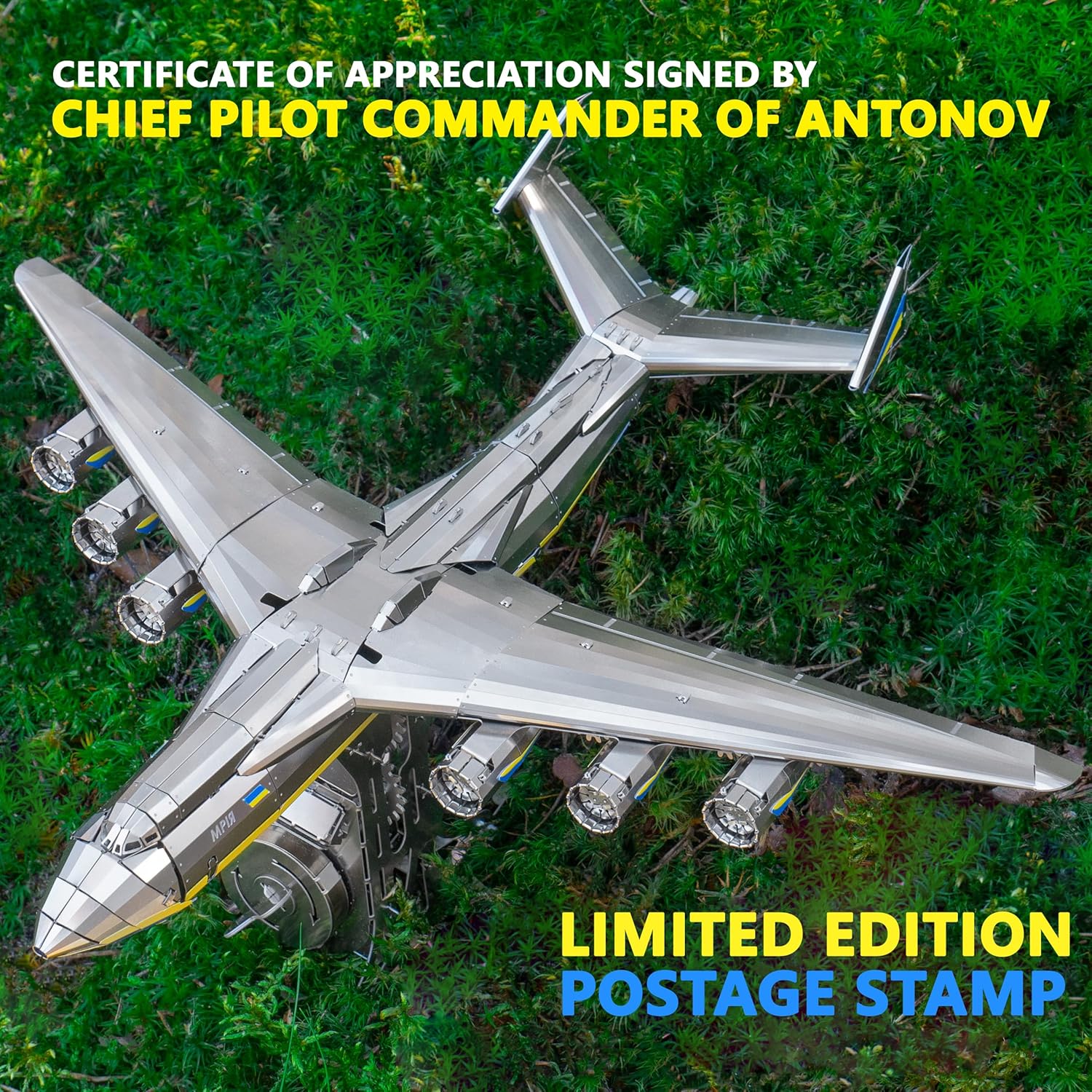 METAL-TIME ANTONOV Mriya AN-225 Official DIY Mechanical Model Kit - Cargo Aircraft 3D DIY Kit - Airplane Working Model - Ukrainian Dream