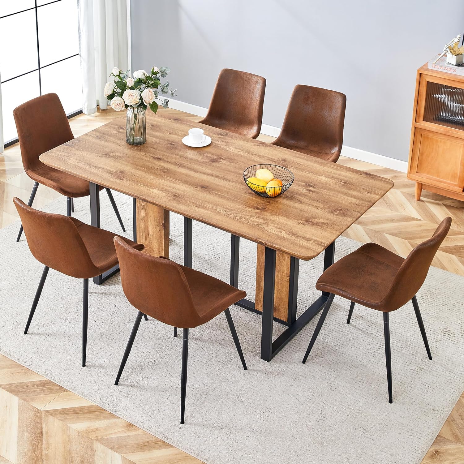 Amazon.com - MEMUY Wood Dining Table Set for 6,67" Rectangle Dining ...