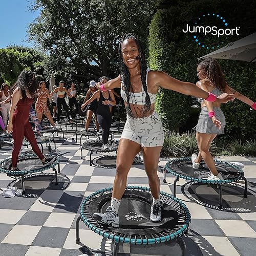 Miniatura 8 de JumpSport 350 PRO - Trampolín de fitness resistente para interiores, 39 pulgadas, 36 cordones elásticos EnduroLast de alta calidad, rebote