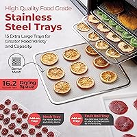 Vista 5 de Magic Mill - Máquina deshidratadora de alimentos premium (15 bandejas extra grandes de acero inoxidable) Secador de 800W para cecina de ternera