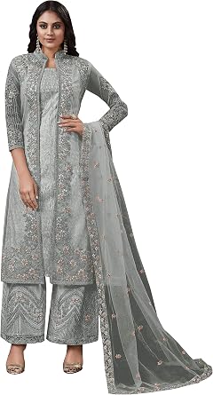ZIYA womens Indian net material With Heavy Embroidery koti style salwar kameez 4570
