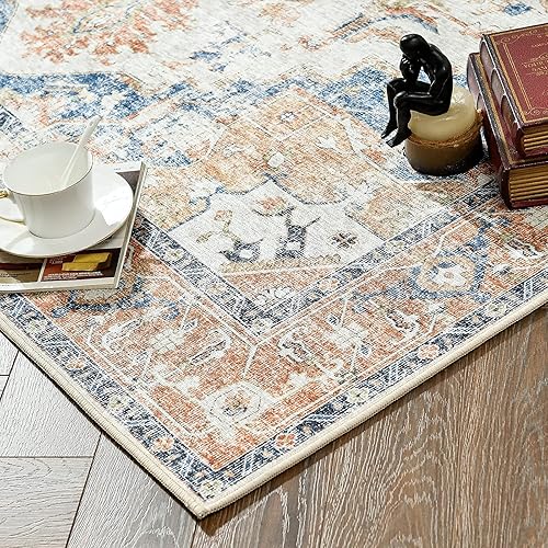 Miniatura 51 de jinchan Alfombra de Área 2x3 pies Alfombra Vintage de Entrada Lavable Bohemia Tapete Interior para Puerta Medallón Floral Tapete Pequeño para Puerta