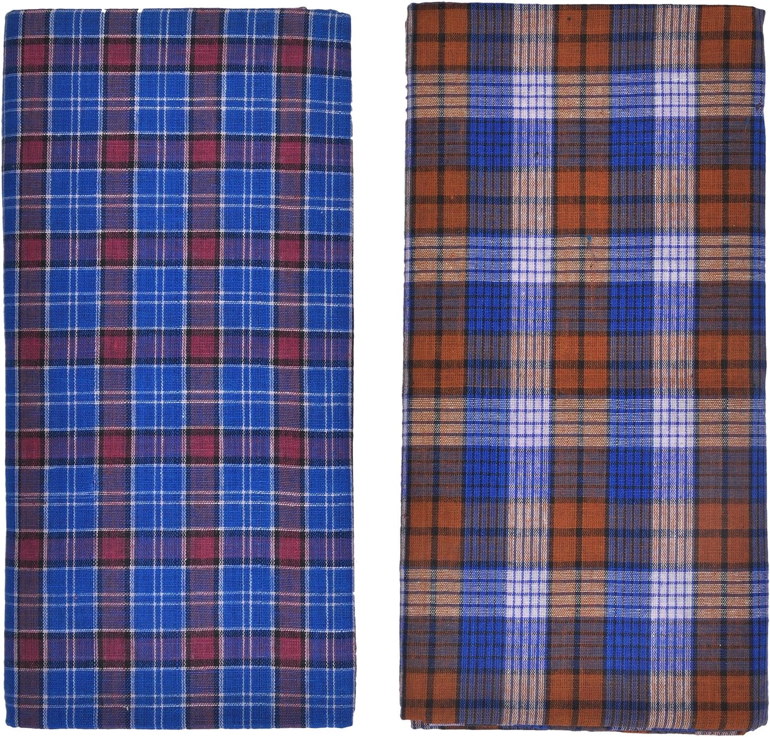 Indhirani Men's Cotton Lungi- Combo of 2