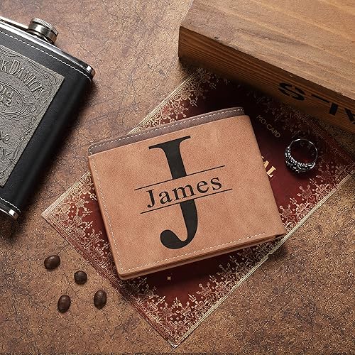 Miniatura 5 de Cartera personalizada con foto e iniciales de nombre para hombres, regalos personalizados para marido, novio, papá, hijo, familia, padrinos, amigo