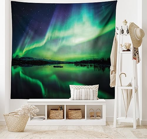 Miniatura 110 de Ambesonne Tapiz gótico, patio con hiedra encantada en la puerta antigua al bosque, colgante de pared ancho para dormitorio, sala de estar, 2-Verde