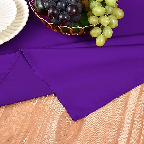 Miniatura 5 de MEANMOY Mantel rectangular color morado de 210 GSM resistente al agua y a las manchas para mesa de 3 pies, mantel rectangular sólido de 52 x 70