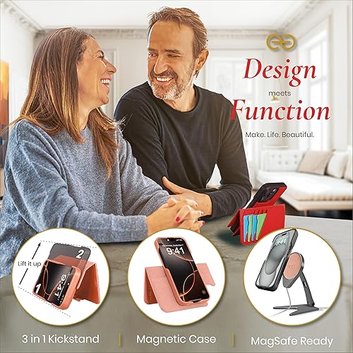 Miniatura 4 de Dreem Fibonacci - Funda tipo cartera para iPhone 15 Pro, 2 en 1, a prueba de golpes, funda MagSafe y desmontable de cuero vegano de lujo con