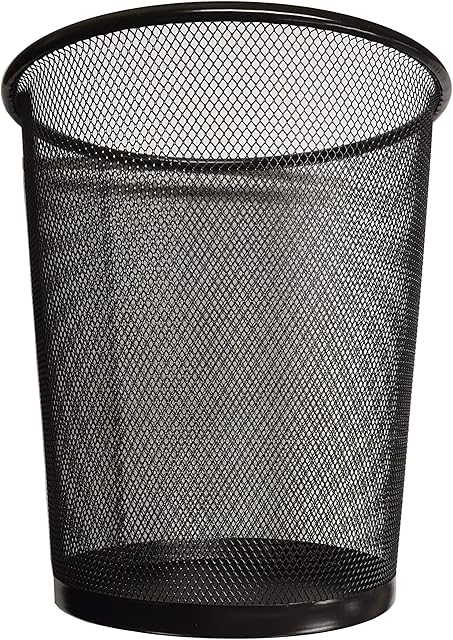 DIVCHI Circular Mesh Wastebasket Trash Can, Waste Basket Garbage Can Bin for Bathrooms, Kitchens, Home Offices, Dorm Rooms(BLACK)