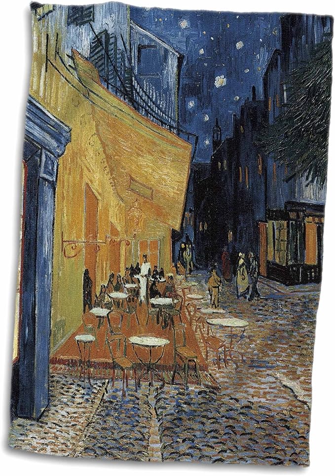 3D Rose Terrace of A Café at Night by Vincent Van Gogh Towel