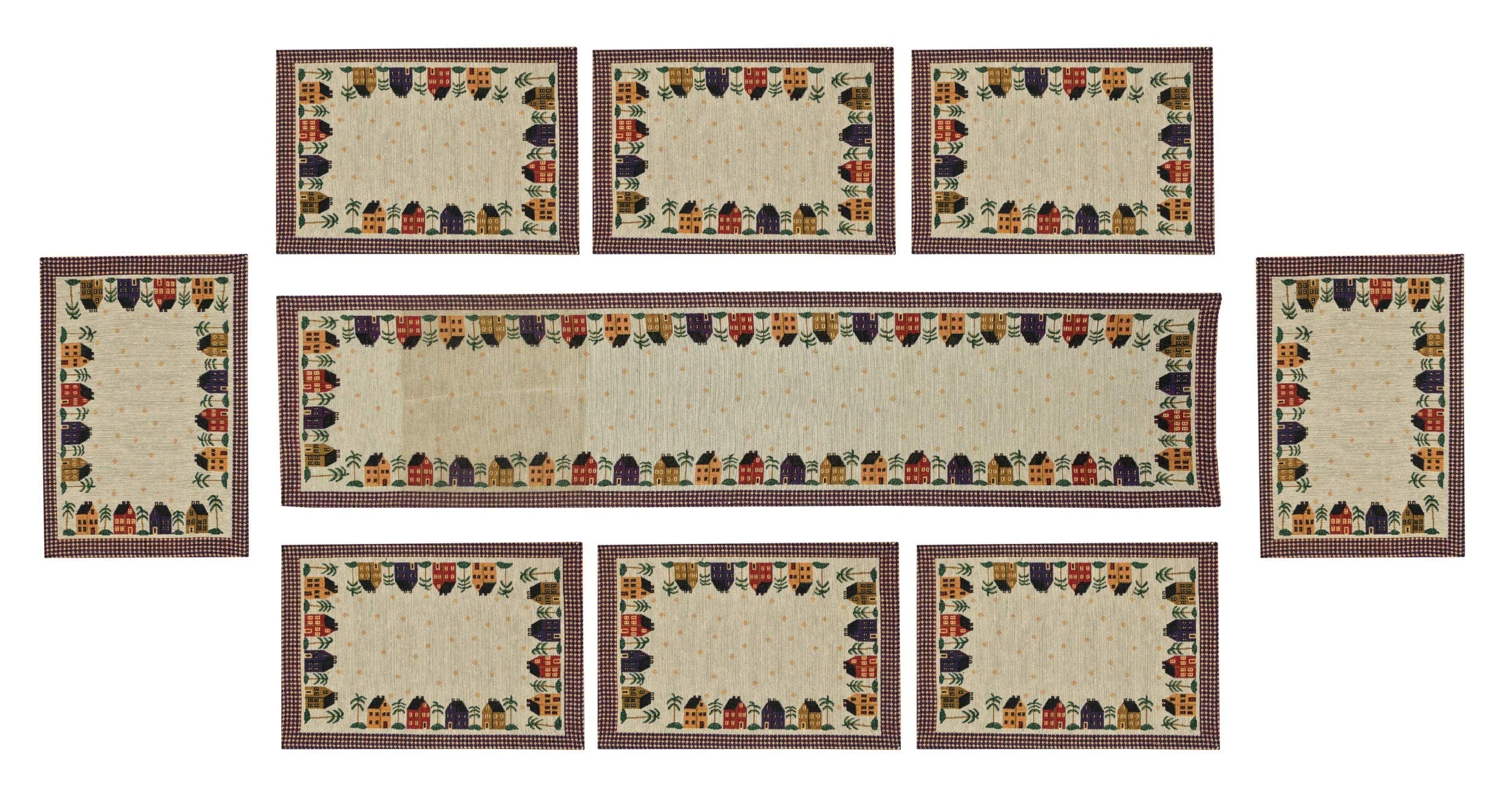 JBG HOME STORE Jacquard Cotton Kitchen Mat - Washable & Heat Resistant Cloth Mats - 8 Dining Table Place Mat with Runner, 13 x 18 Inches & 13 x 54 Inches, Hut (B09KPJ333B) Amazon Price History, Amazon Price Tracker