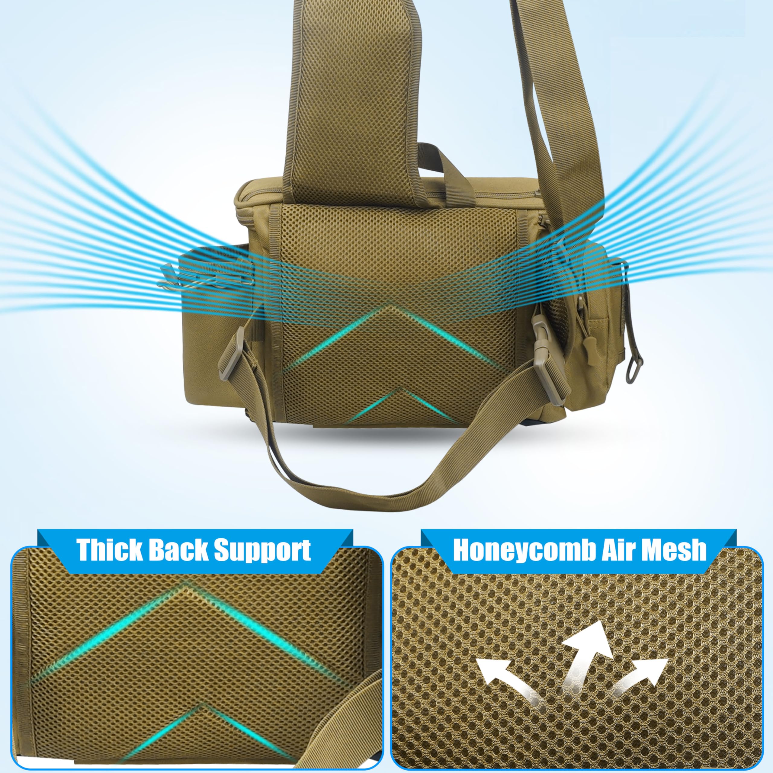 OROOTL Borsa a tracolla da pesca con supporto per canna, zaino da pesca portatile, leggero, impermeabile, borsa a tracolla per attrezzi da pesca, per uomini e donne, regalo