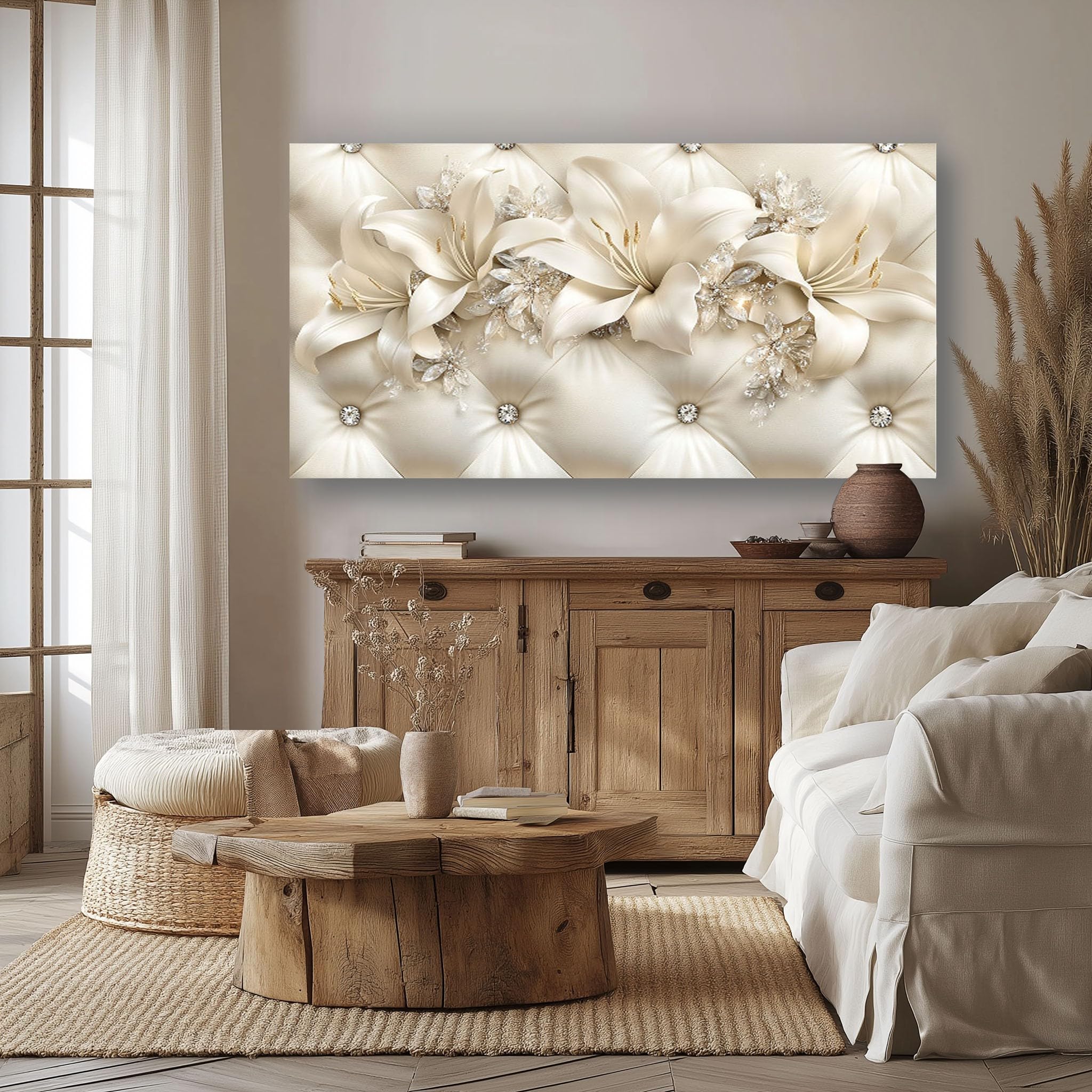 SKOEUI Quadro su Tela Fiore 3D 1 Pezzo Quadro Moderno 80x160 Senza Cornice