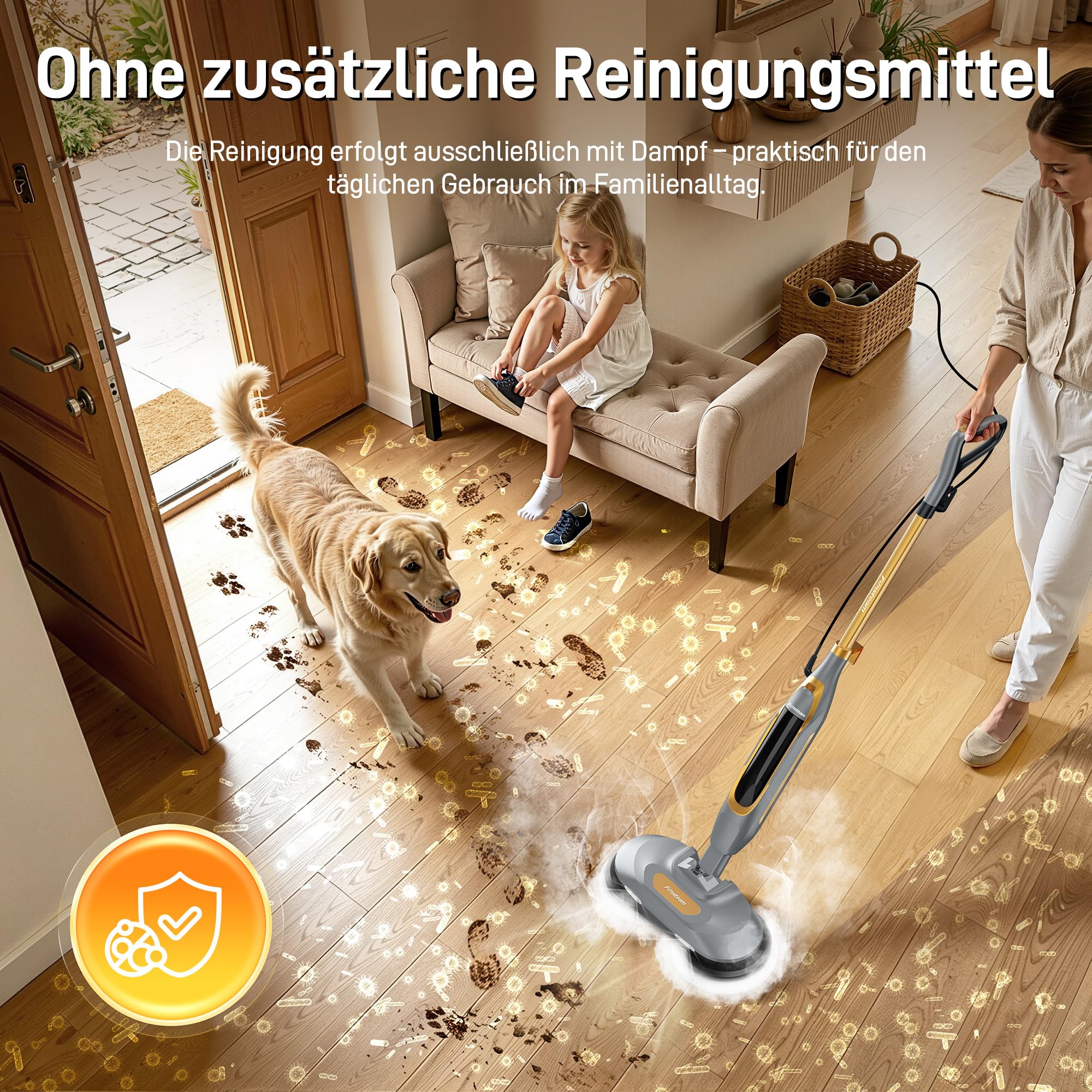 Pulitore a vapore Steam Mop con doppia rotazione e autopropulsione