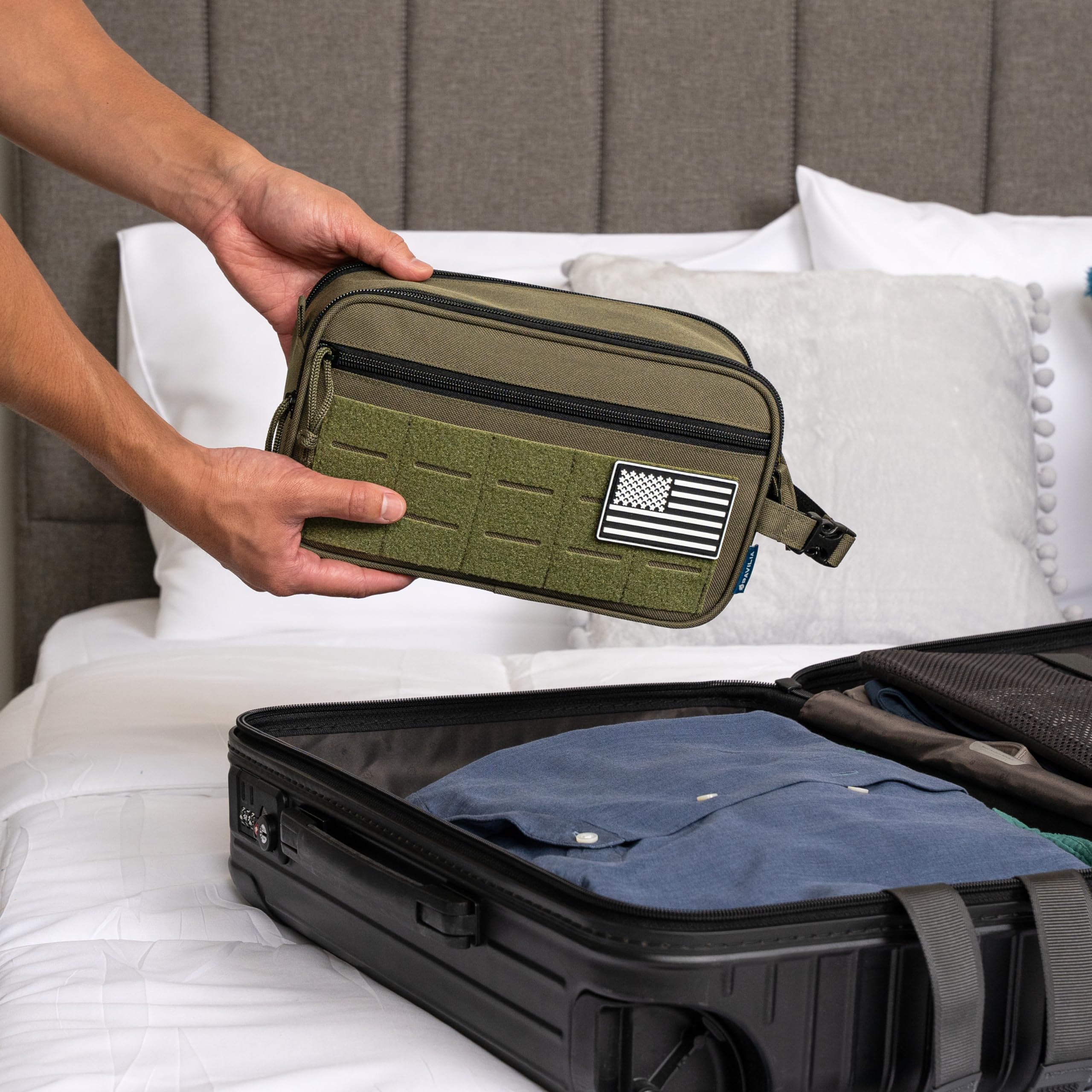 PAVILIA Taktische Kulturtasche für Herren, Hygiene-Reisetasche, Militär-Dopp-Kit, wasserabweisende Molle-Tasche, für Herren, Rasierpflege, Badezimmer, Dusche, Toilettenartikel, kleiner Organizer