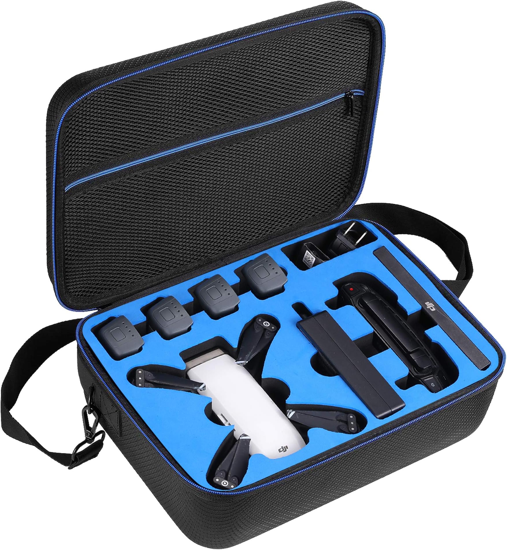 DACCKIT Travel Carrying Case Compatible with DJI Spark Fly More Combo - Fit DJI Spark Drone, 4x Intelligent Flight Batteries, Remote Controller, Charging Hub and other accessories
