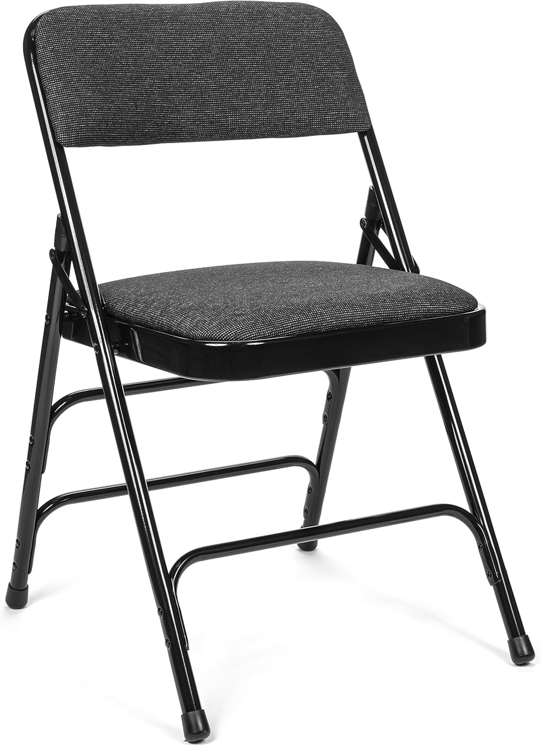 Commercial Fabric Padded Folding Chair, Triple Cross Bracing, Quad Hinging, 300 lb Tested, 4 Pack (Black)