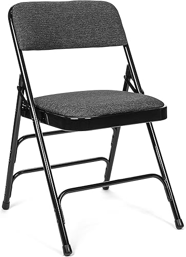 XL Series Silla plegable acolchada de tela comercial, soporte cruzado triple, bisagra cuádruple, probada en 300 libras, paquete de 4 (negro)