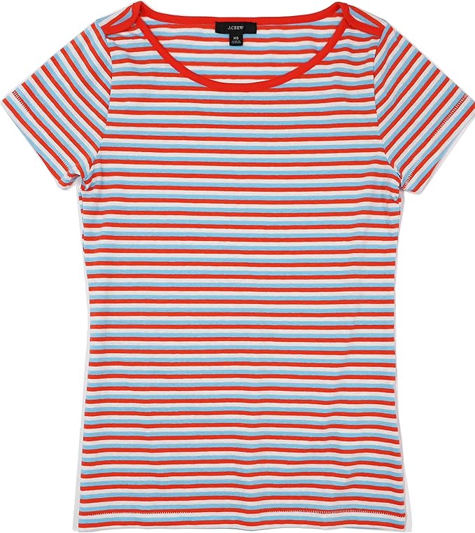 J.Crew Women's Wide-Neck Striped Ringer Tee (XXS, Blue