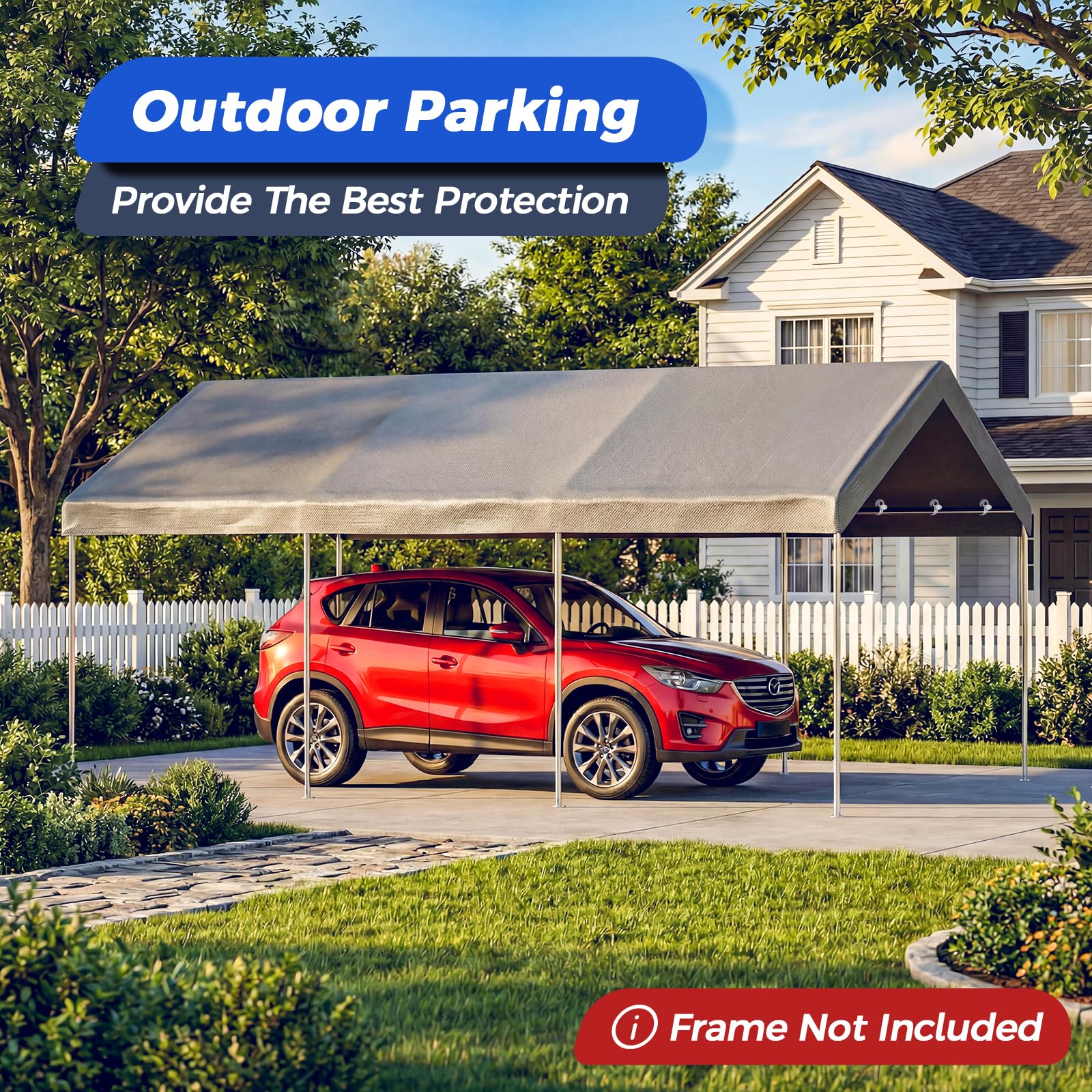 Carport Canopy Cover - 12x20 FT Gray Replacement -5 Carport Canopy Cover - 12x20 FT Gray Replacement -5