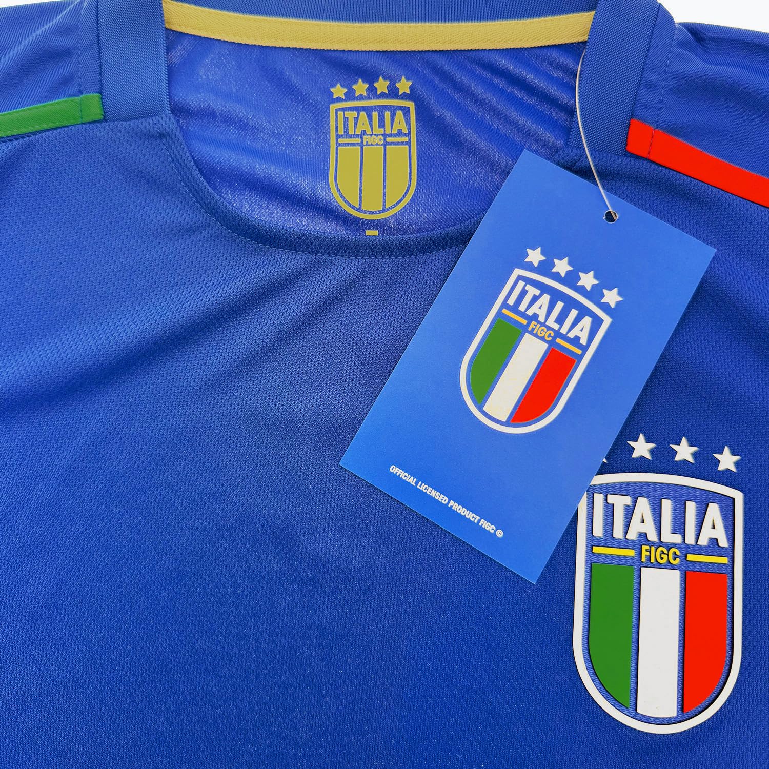 ITALIA FIGC Offizielles Fußballtrikot. Technisches T-Shirt mit normaler Passform für Herren, Jungen und Kinder.