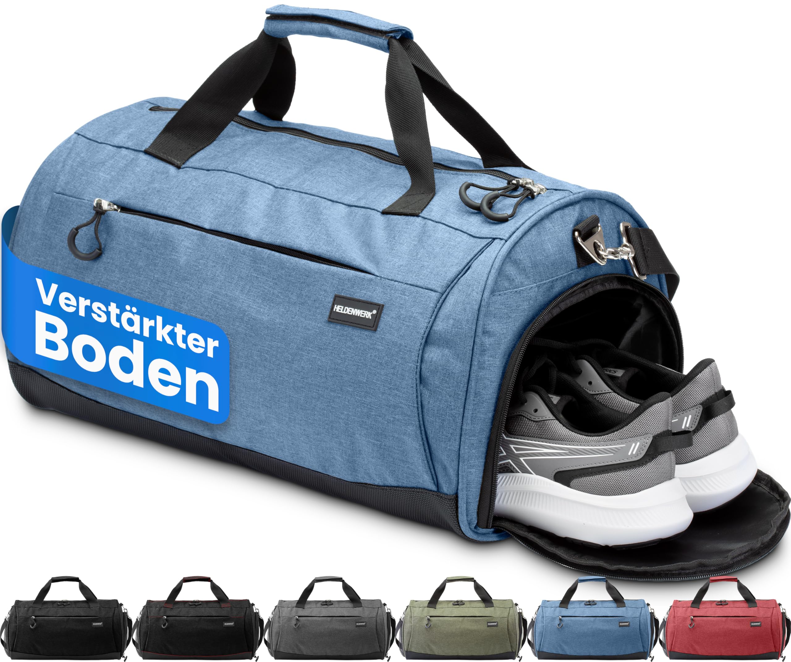 Heldenwerk® Sporttasche & Reisetasche für Damen und Herren groß I Trainingstasche mit Schuhfach und Nassfach I ideal als Reisetasche, Gym Bag, Fitness Tasche, Trainings Tasche, Sport Bag