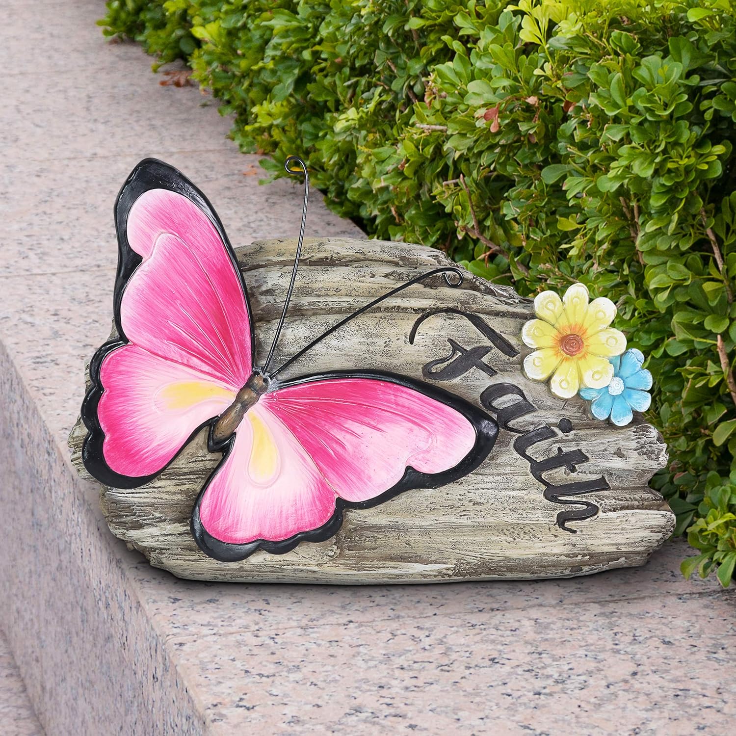 Exhart “Faith” Butterfly Garden Statue, Durable Resin, Inspirational Gifts, Cute Décor, 11” x 3”x 8”
