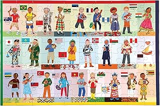 eeBoo: Children of the World 100 Piece Puzzle, Allows Children to Learn About Different Countries, Encourages Problem Solving, Pieces that Fit and Snap Together with Ease, For Ages 5 and up