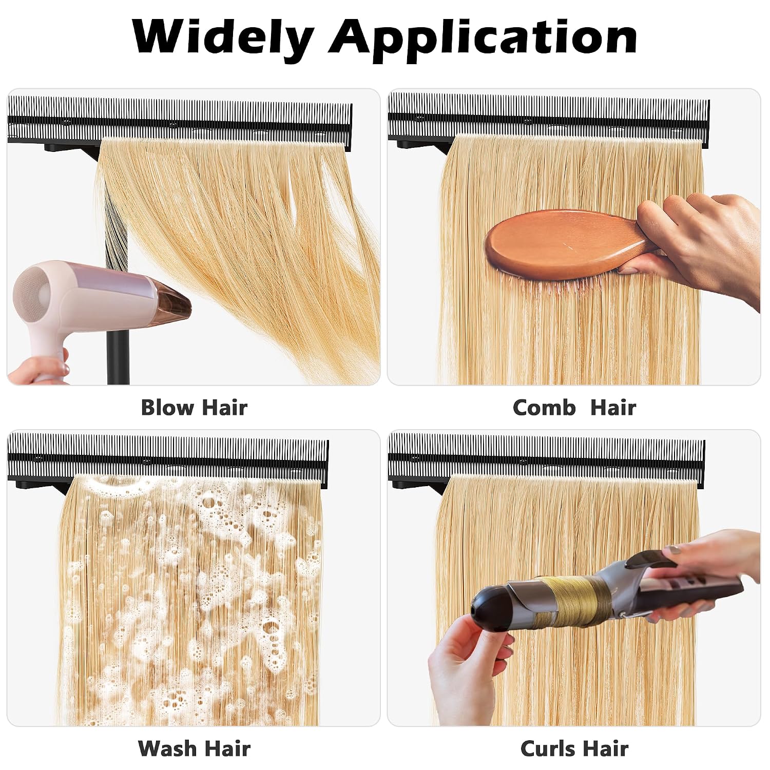 Stainless Steel Braiding Hair Rack Tripod, Hair Extension Holder Stand Height Adjustable, Foldable Hair Extension Tool Service Beauty Hair Salon Heavy Extension Hair Tray Stand for Styling, Washing