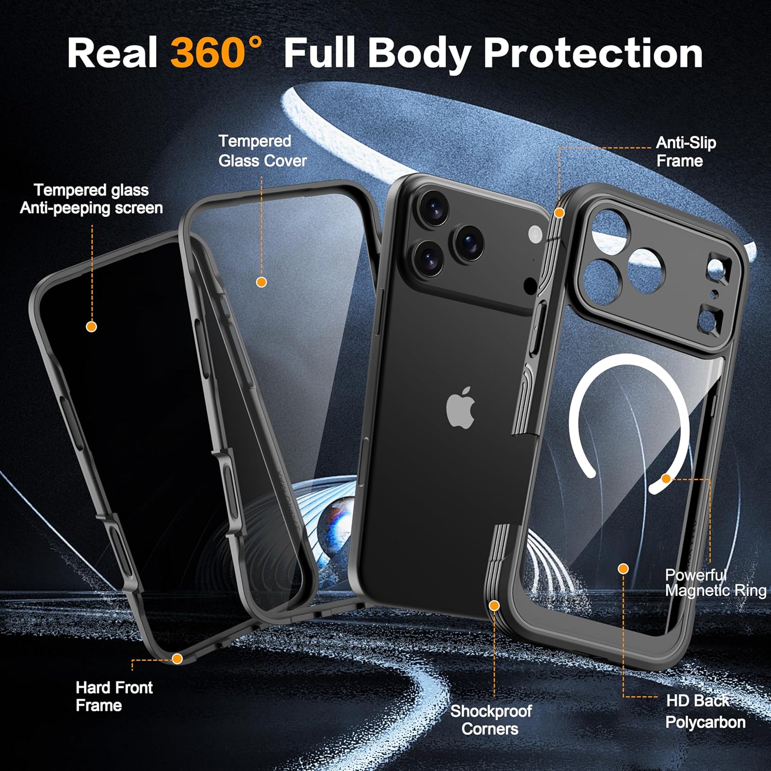 Magnetic for iPhone 17 Pro Max Case, [Compatible with Magsafe] Built-in 9H & Privacy Screen Protector, [Military Grade Protection] Shockproof Anti Spy for iPhone 17 Pro Max Phone Case - Image 5