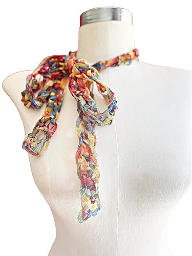 Miniatura 2 de Skinny Scarf, Multicolored Mix Necklace Scarf Lightweight Scarf, Fashion Scarf, Handmade in the USA, Fiber Jewelry Fashion Accessory Made in the USA