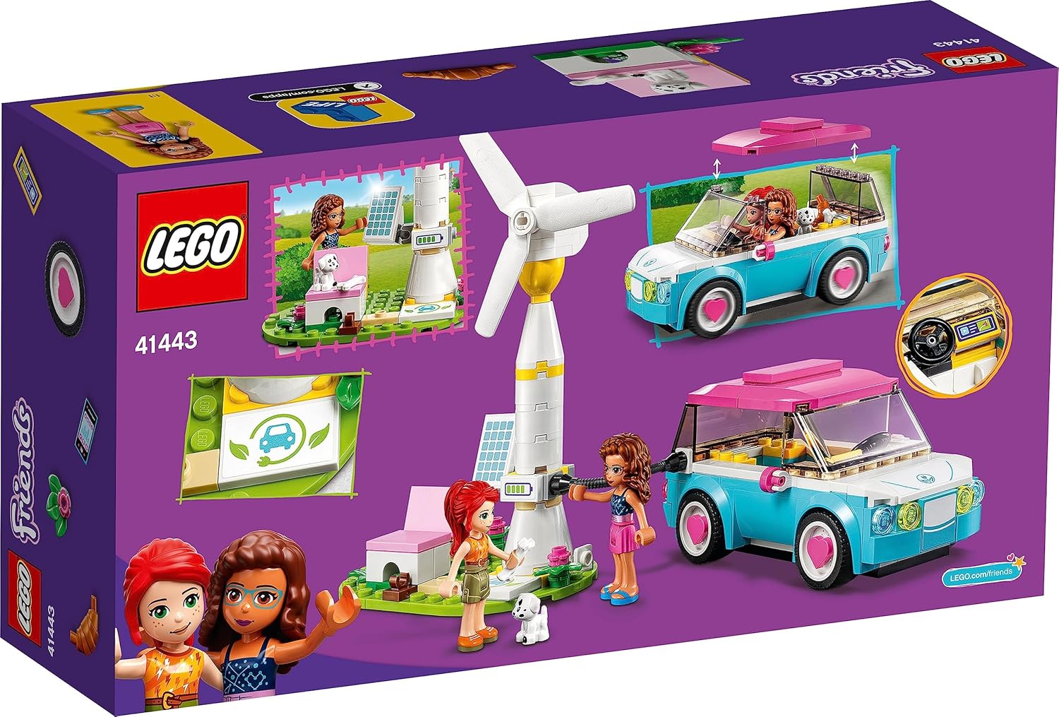 Lego 41443 Friends Coche Eléctrico de Olivia Juguete de Construcción para Niños +6 años con Mini Muñecas Educación Ambiental