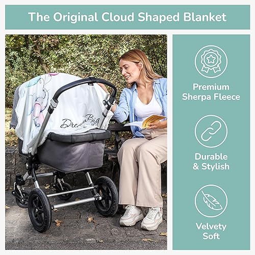 Miniatura 8 de Bumba Kids Juego de mantas de bebé neutras de elefante con sombrero y 12 calcomanías de hitos, forro polar Sherpa de 49 x 31 pulgadas para niños y