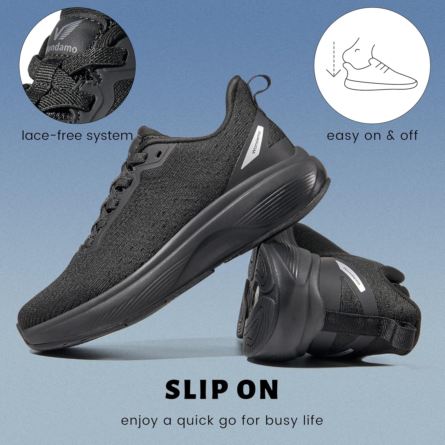 Wondamo Women's Walking Shoes Slip On Comfortable Rebound Running Tennis Shoes Lightweight Breathable Non Slip Supportive Casual Athletic Fashion Sneakers - Image 3