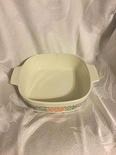 Vintage 1991-94 Corning Ware Silk & Roses 2 Litro Cazuela cuadrada Bandeja para hornear A-2-B (retirado)