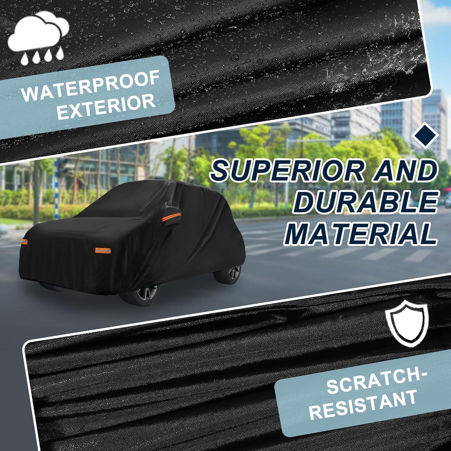 Car Cover Waterproof Custom Fit for Fiat 500 2007-2022 All Weather for Automobiles Outdoor Snow Sun Dust Protection Full Exterior Cover with Door Zipper