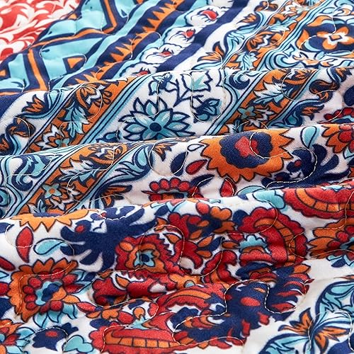 Miniatura 5 de Chezmoi Collection Shore - Juego de edredón de 3 piezas con diseño de rayas bohemias, tamaño Queen, juego de colcha ligera de microfibra con