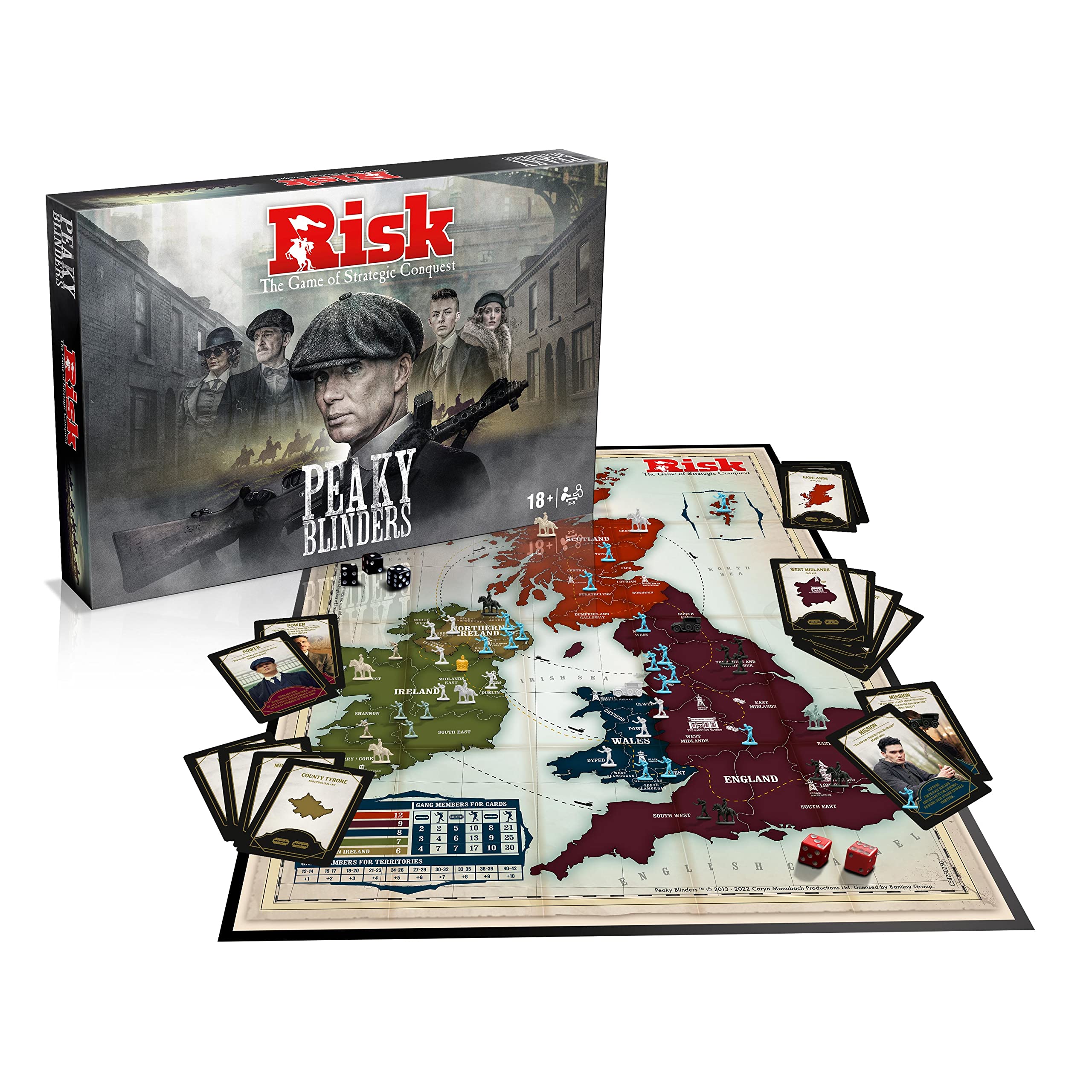 Winning Moves Peaky Blinders Risk - Juego de Mesa estratégico, Conquista Todo con Thomas Shelby, acepta misiones de Arthur, Lizzie, Oswald Mosley y Jessie Eden, es un Gran Regalo para Mayores de 18
