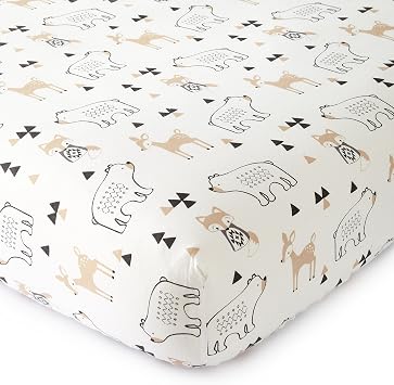 Levtex Baby Bailey Mini Crib Fitted Crib Sheet, Cotton, Taupe, Charcoal, White, Grey