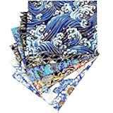 6 Pcs 20'' x 16'' Fat Quarters Cotton Bundle Fabric Japanese Style Squares Patchwork Wrapping Cloth Printed Quilting for DIY Patchwork Sewing(Bright Style)