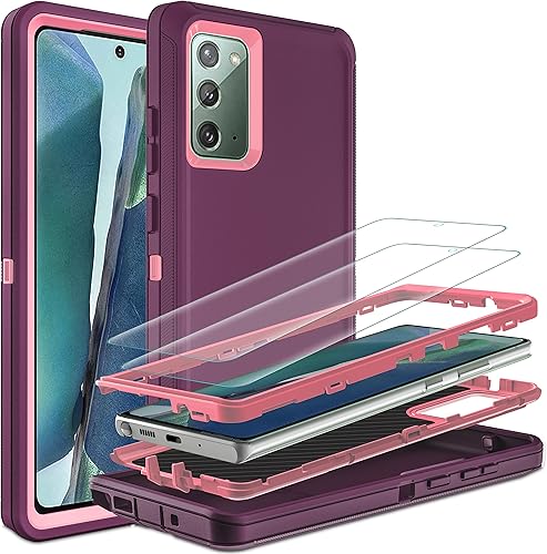 Miniatura 8 de HONG-AMY Funda para Note 20, Galaxy Note 20 con protector de pantalla de TPU flexible autorreparable 2 unidades, 3 en 1, funda de protección
