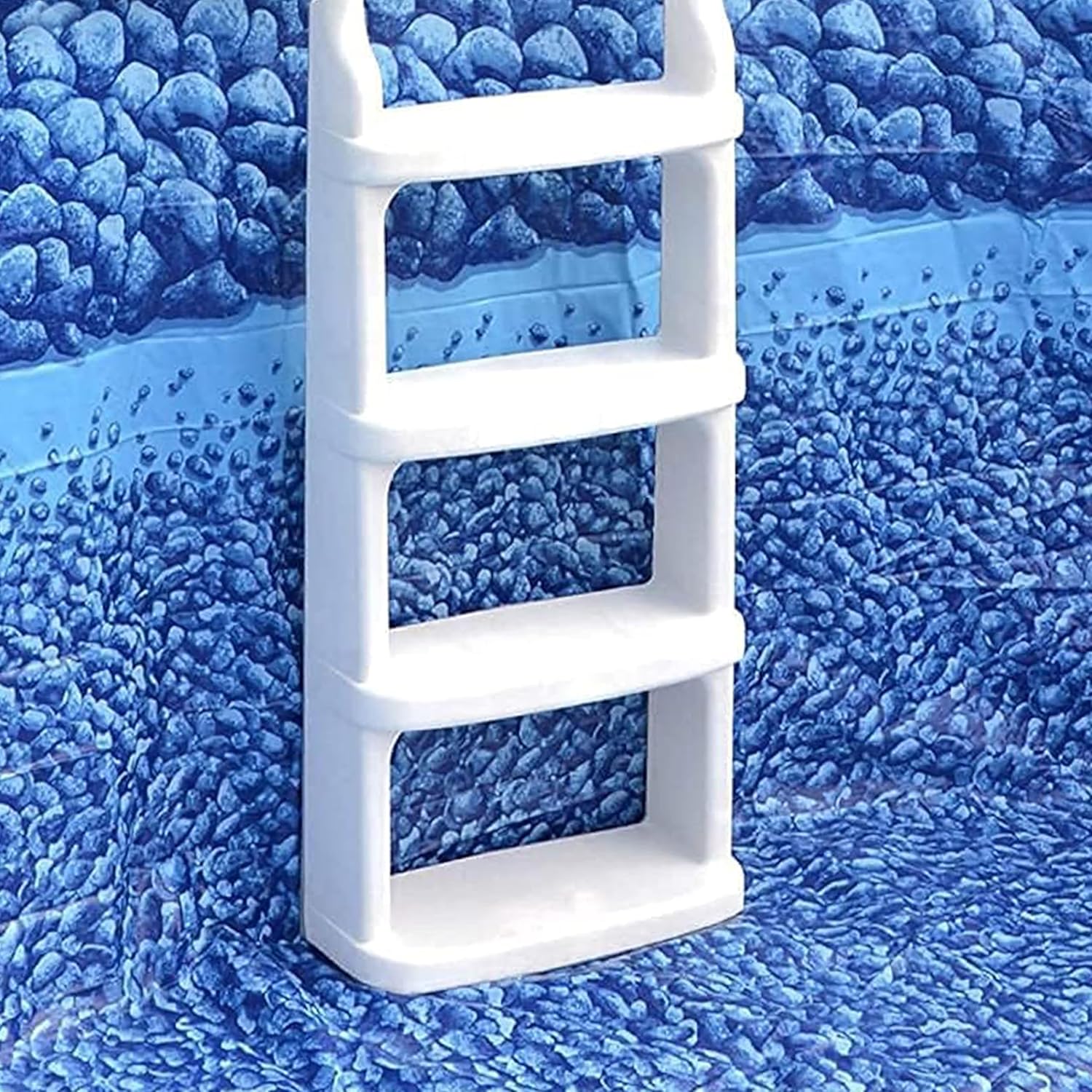 Main Access Easy Incline 200200 Above Ground Pool Deck Ladder, in-Pool White Swimming Pool Ladder, with Wholesalehome Beach Ball