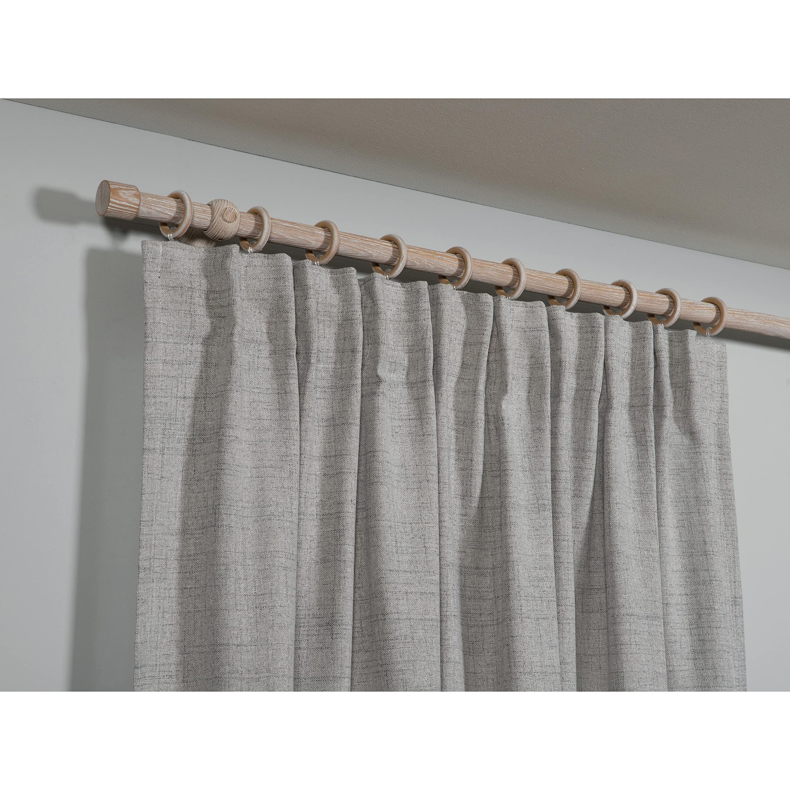 GARDINIA Kit de Tringles à Rideaux Shorty, 1 Rail, Ø 25 mm, Tringles à Rideaux, Shabby Chic, 160 cm, Chêne Castell