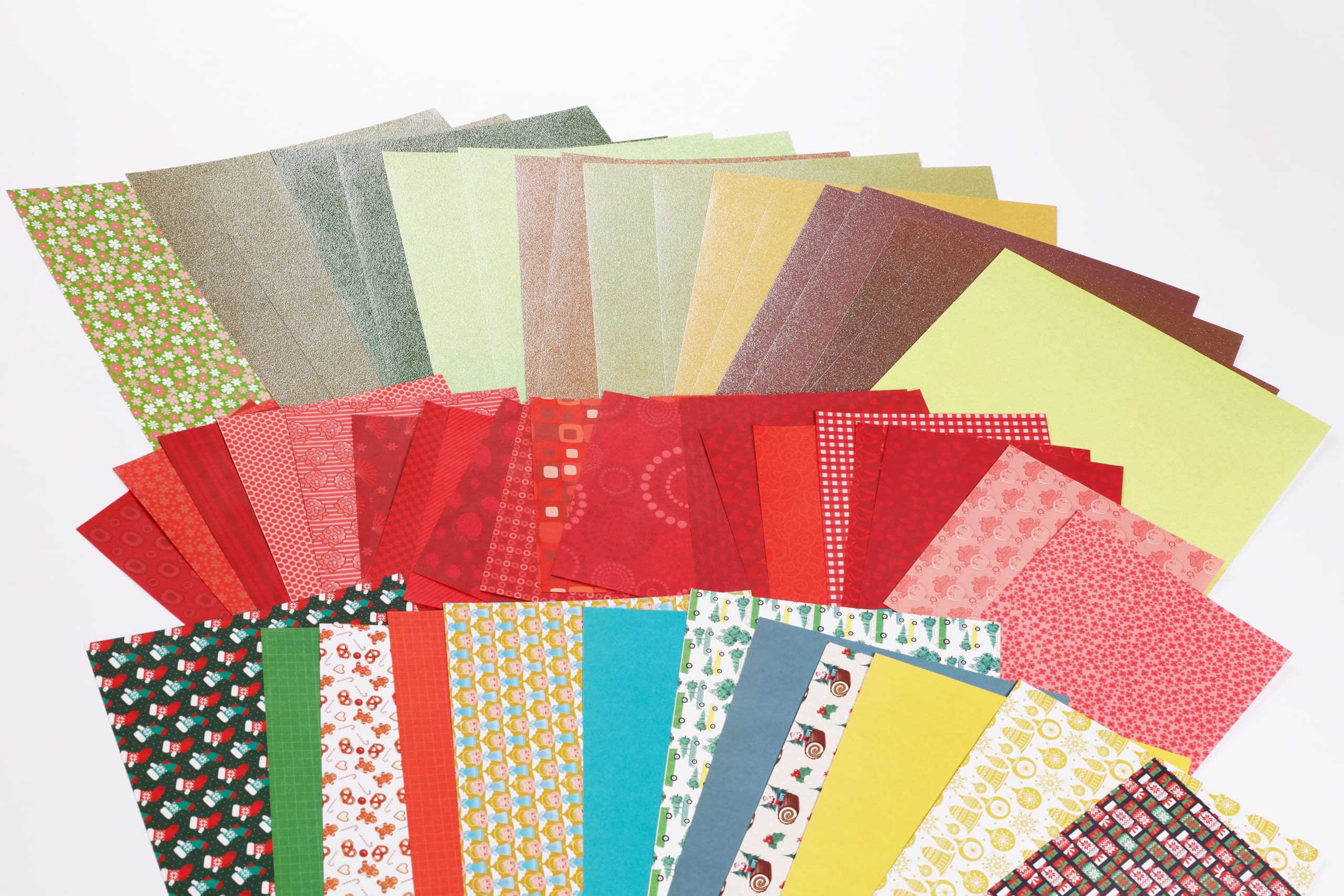 My Mandarine LOTCREA2C - Pack À la Découverte du Papier – Kit Créatif Origami Noël avec Papiers Rouge 12x12 cm, Glit’s Paper Vert/Marron & Feuilles Souvenirs d’Enfance Pour Loisirs Créatifs Enfants