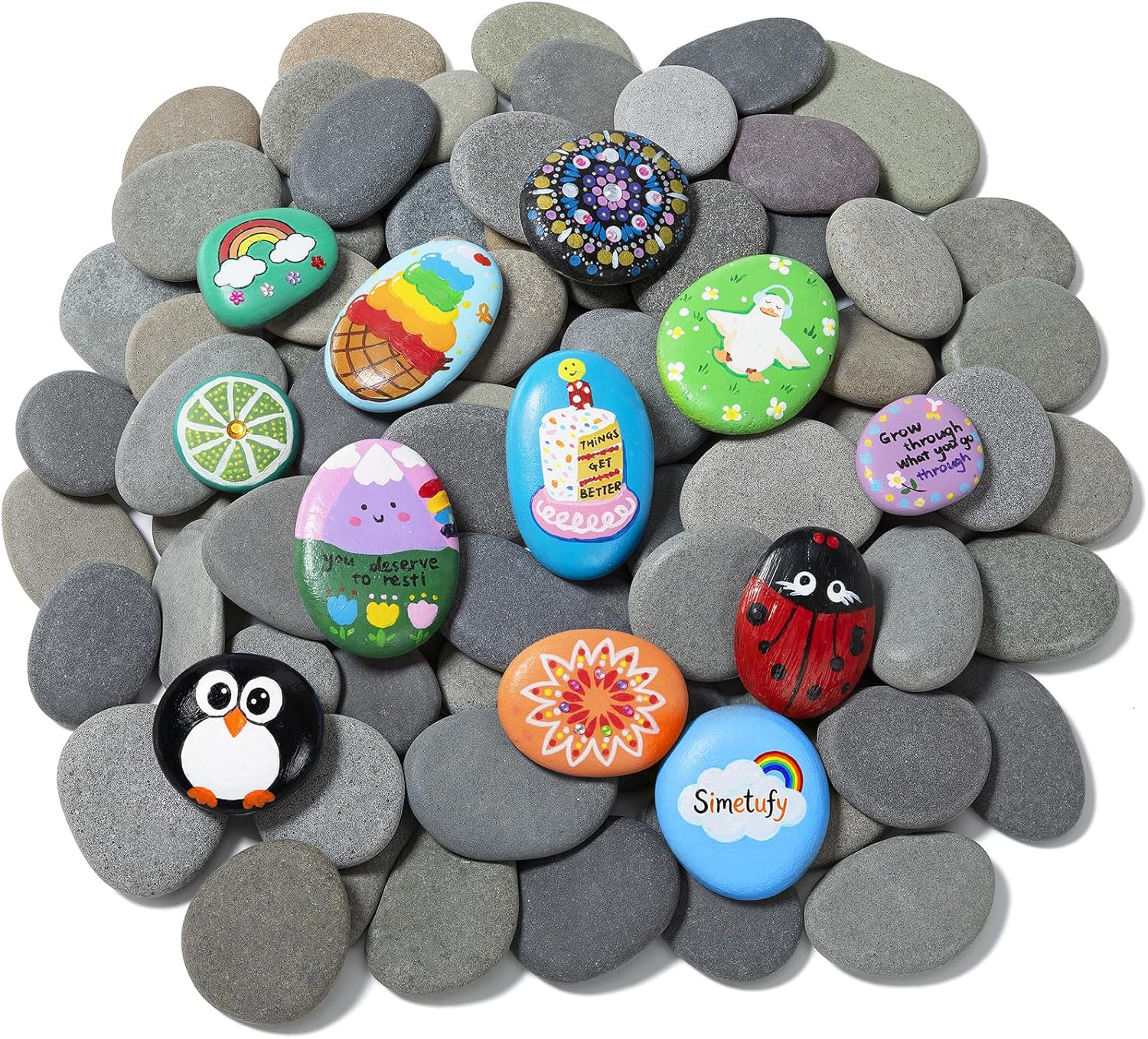 Simetufy 25 Pcs Large Rocks for Painting, 4-5 Inch River Rocks Painting Stones Smooth Flat Rocks for Painting, Natural Rocks to Paint for Arts DIY Crafts Kids Painting