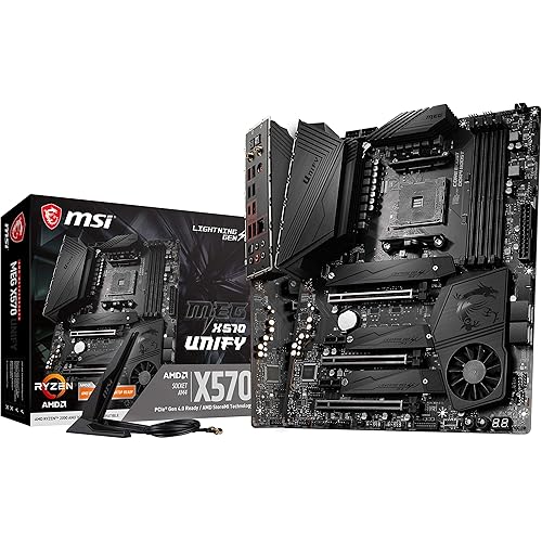 MSI Meg X570 Unify Motherboard (AMD AM4, DDR4, PCIe 4.0, SATA 6GB/s, M.2, USB 3.2 Gen 2, Ax Wi-Fi 6, Bluetooth 5, ATX)