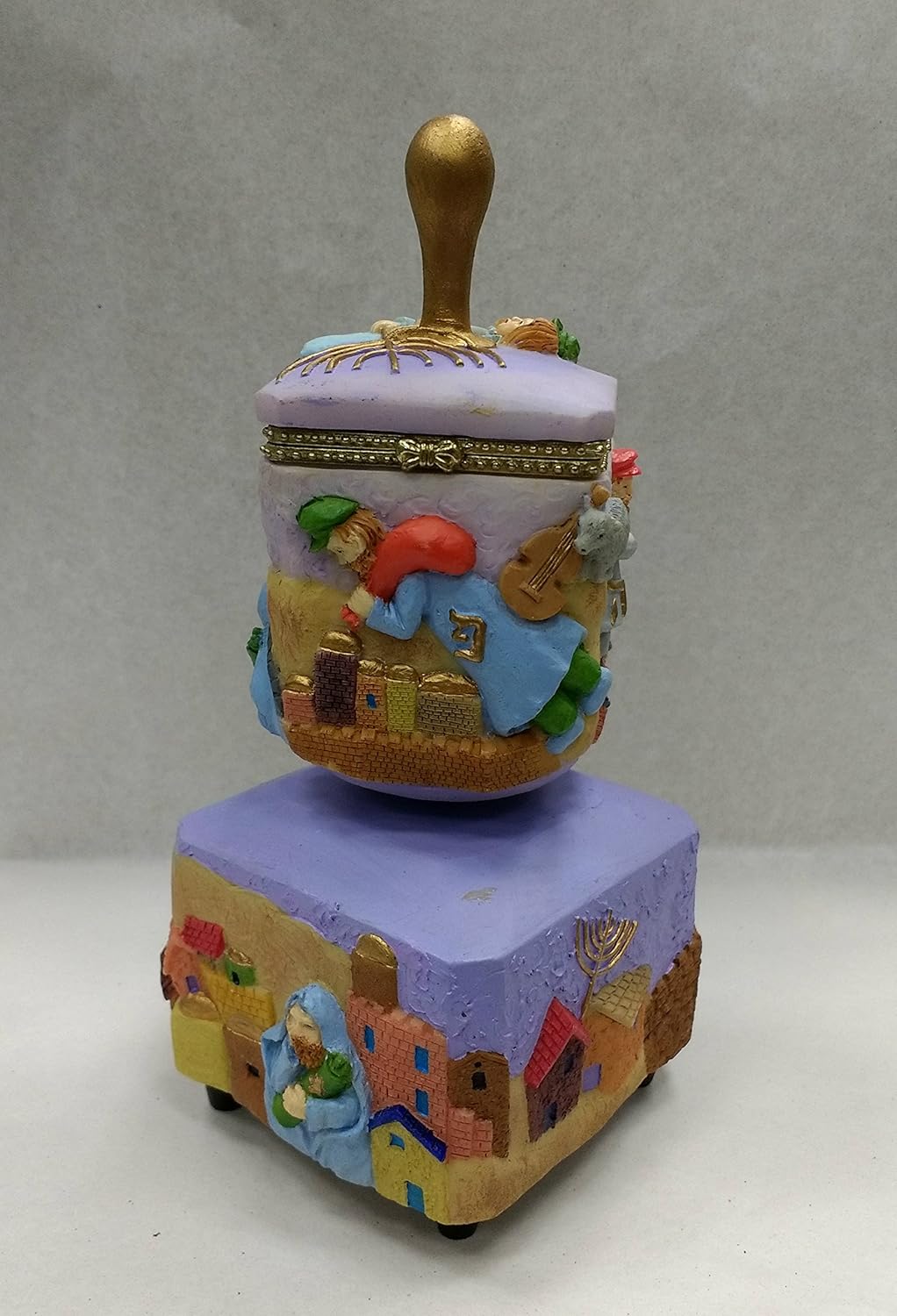 Decorative Musical Dreidel Hinged Box Plays Dreidel Song