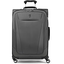 Maxlite 5 Softside Expandable Luggage with 4 Spinner Wheels, Lightweight Suitcase, Men and Women, Shadow Grey, Checked-Medium 25-Inch