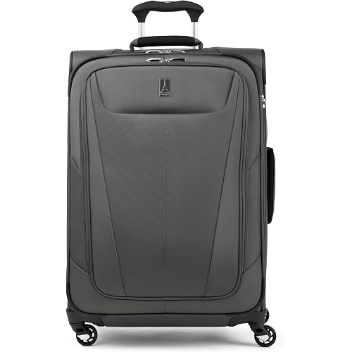 Travelpro Maxlite 5 Softside Expandable Luggage with 4 Spinner Wheels, Lightweight Suitcase, Men and Women, Shadow Grey, Checked-Medium 25-Inch
