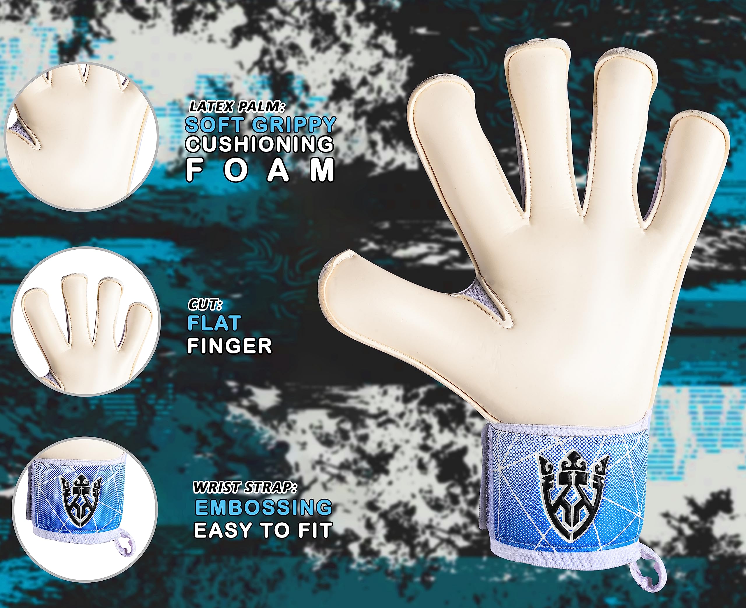 Keeperking - Guanti da portiere per adulti, bambini e adolescenti, con e senza protezione per le dita rimovibile, da 4 mm, unisex,